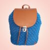 Sac à dos au crochet fait main modèle Lily, tons bleu