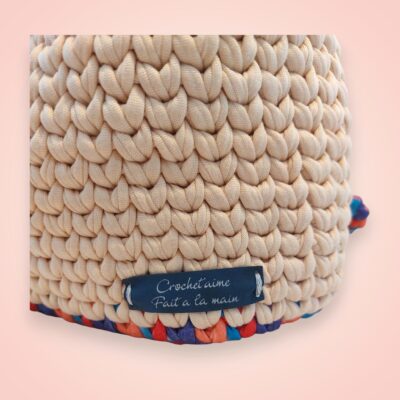 Détail du crochet fait main du sac modèle Juliette - Beige Multicolore