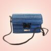 Sac bandoulière bleu horizont élégant crocheté à la main, modele Léonie