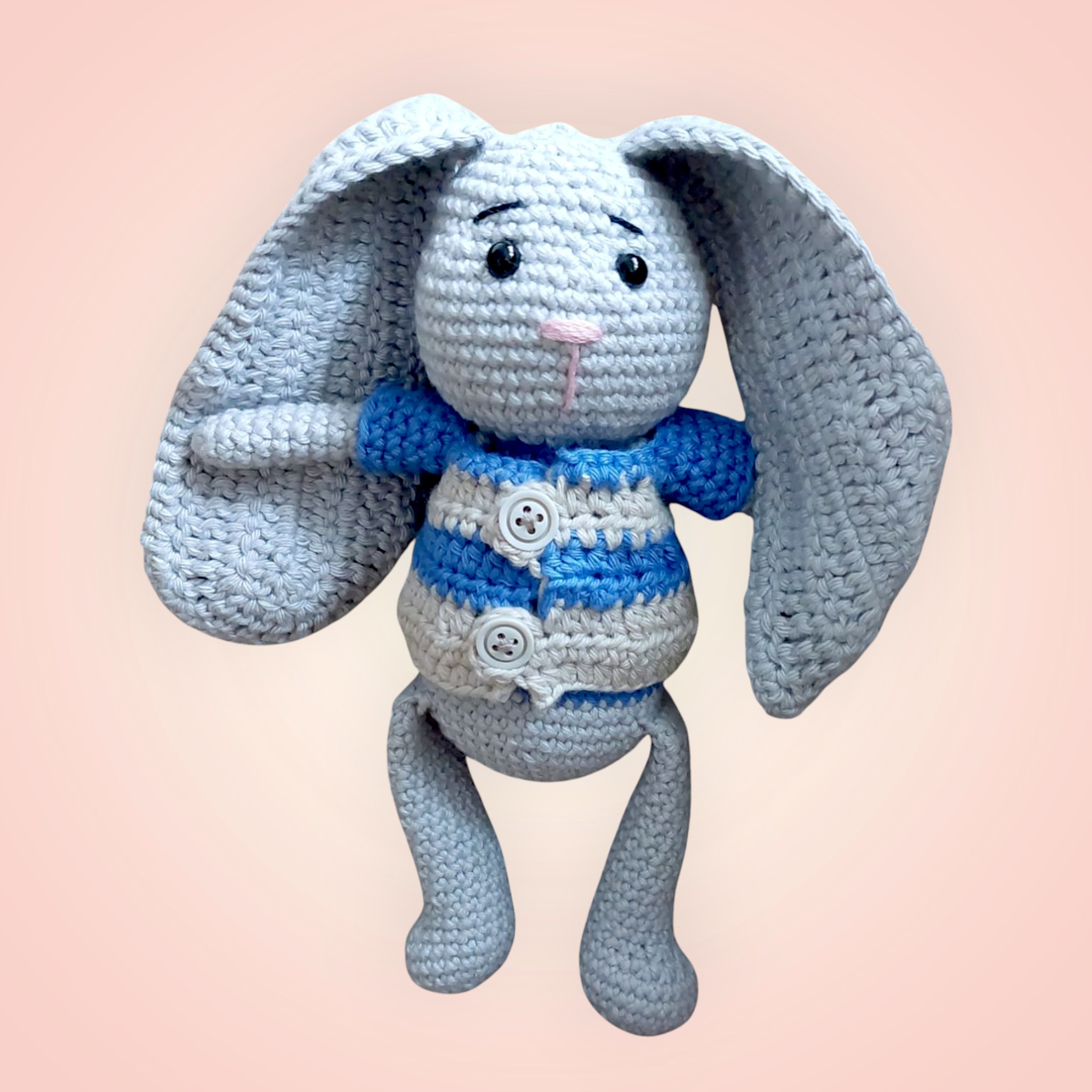 Sac bandoulière au crochet fait main modèle Freddy lapin, création artisanale unique