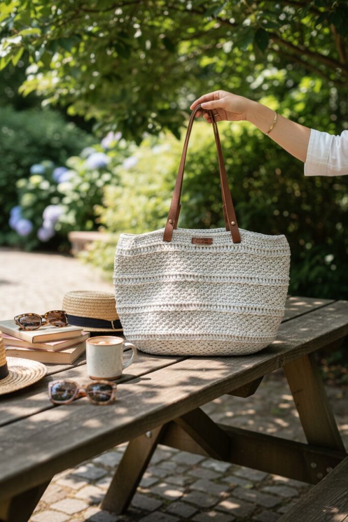 Sac bandouliére, fait main au crochet, Modele Hélene.